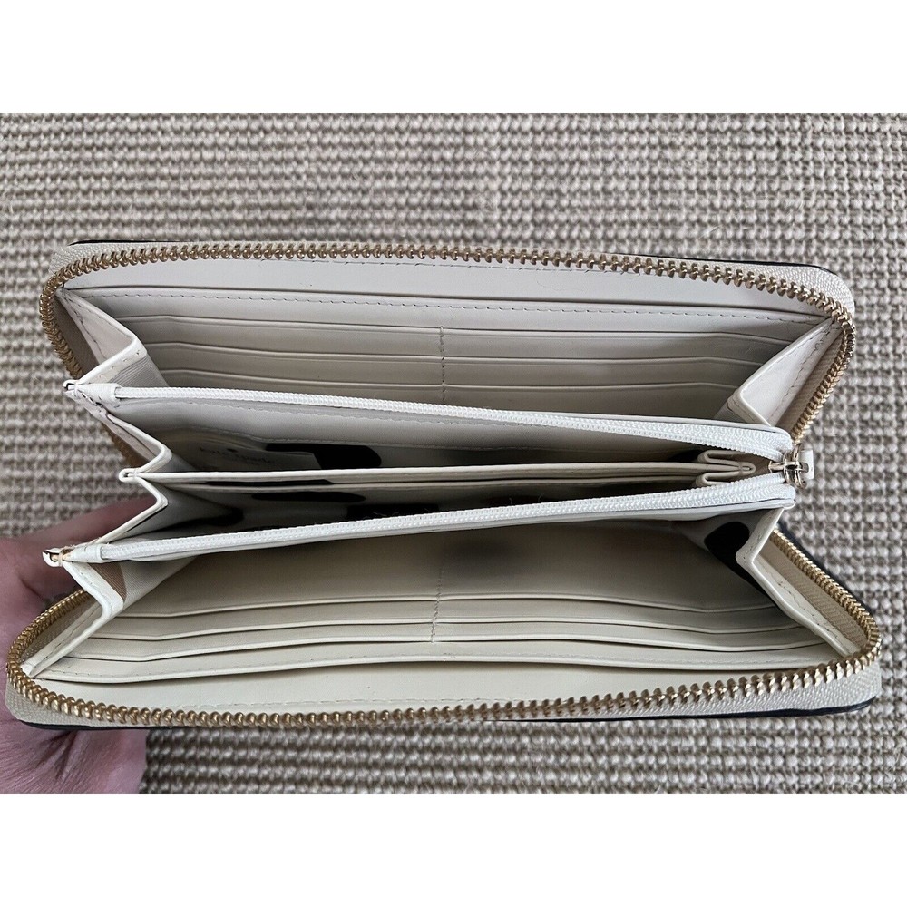 NEW Kate Spade Grove Court Lacey Zippy Zip Around Wallet Bag Ivory Pearl Black 2 - Picture 6 of 12